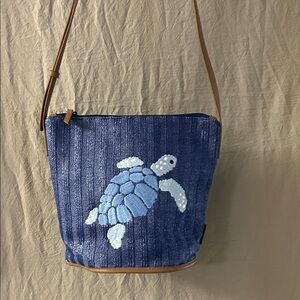 Vera Bradley Navy Blue Turtle Embroidered Shoulder Bag